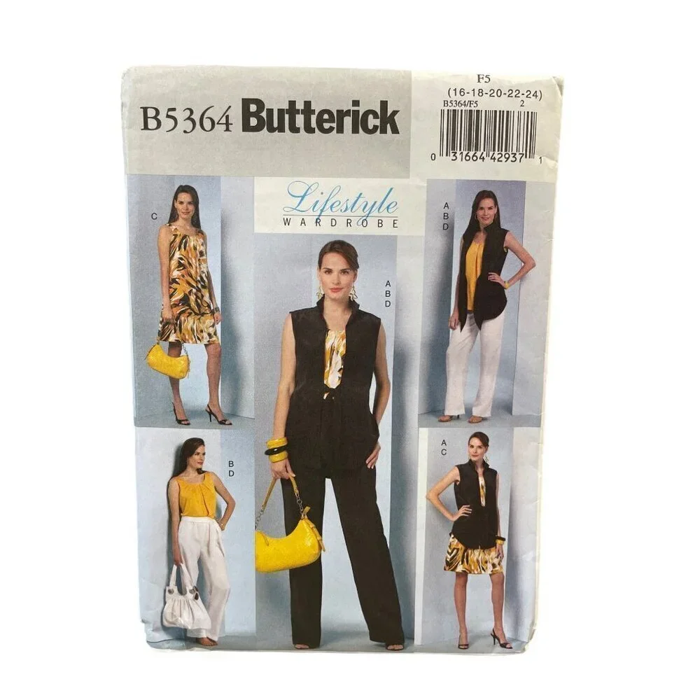 Butterick Sewing Pattern 5364 Jacket Top Dress Pants Sash Misses Size 16-24‎